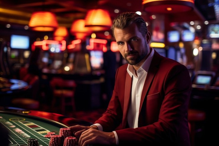 Casino Hold'em table layout with dealer and player positions